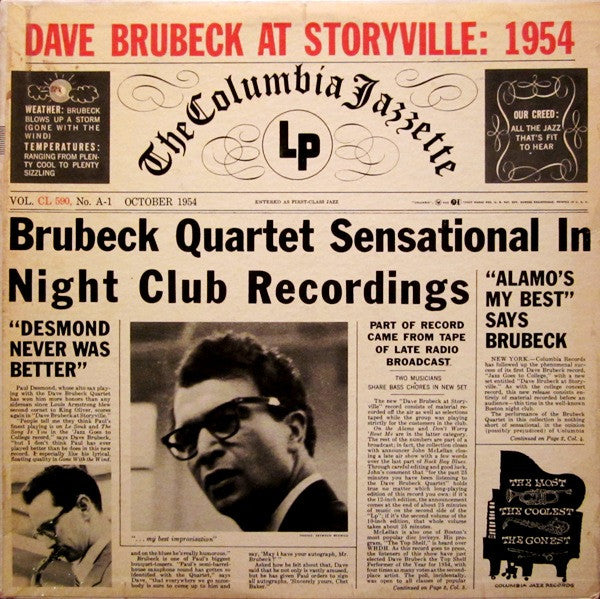 The Dave Brubeck Quartet : Dave Brubeck At Storyville:  1954 (LP, Album, Mono, RE)