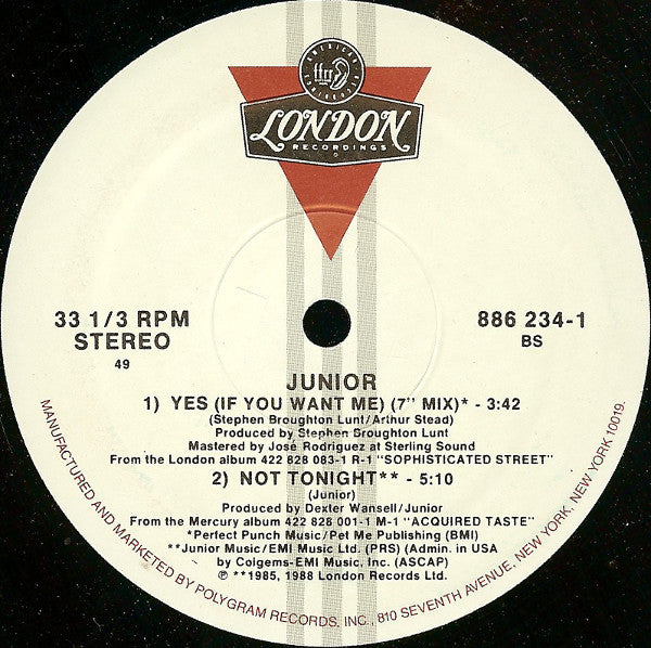 Junior (2) : Yes... (If You Want Me) (12")