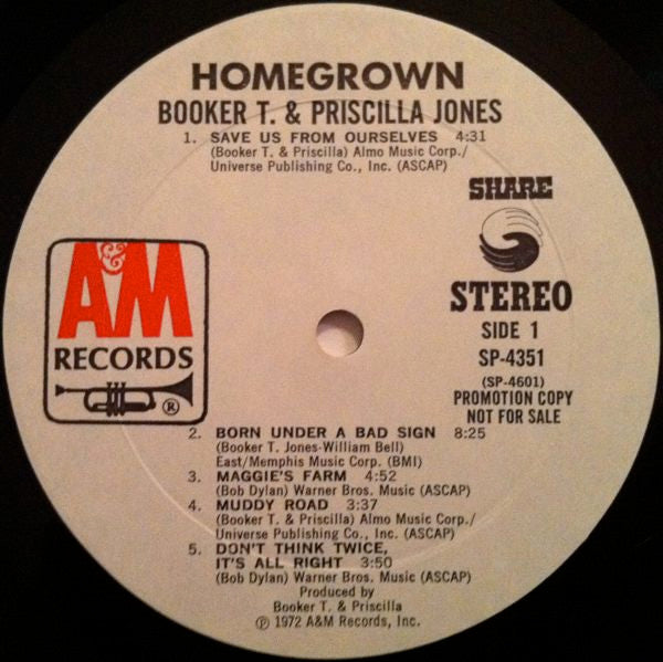 Booker T.* & Priscilla* : Home Grown (LP, Album, Promo)