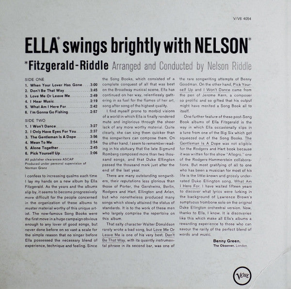 Fitzgerald* - Riddle* : Ella Swings Brightly With Nelson (LP, Album)