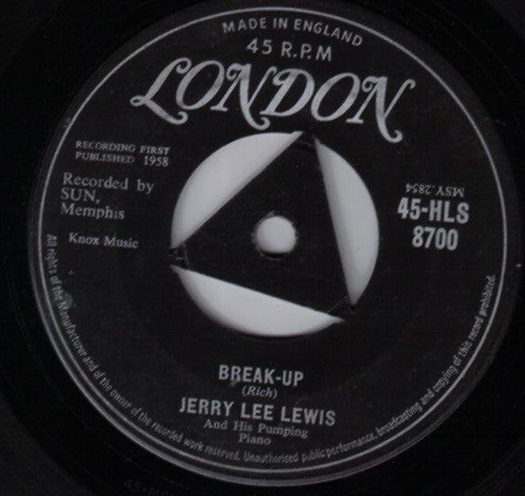 Jerry Lee Lewis And His Pumping Piano* : Break-Up (7", Single)