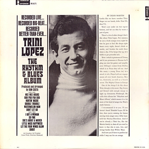 Trini Lopez : The Rhythm & Blues Album (LP, Album)