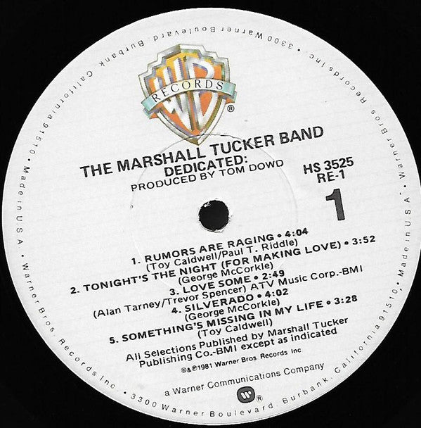 The Marshall Tucker Band : Dedicated (LP, Album, Los)