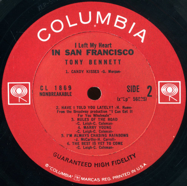 Tony Bennett : I Left My Heart In San Francisco (LP, Album, Mono, 2-E)