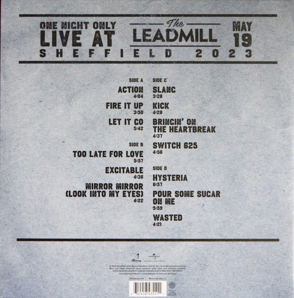 Def Leppard : One Night Only: Live At The Leadmill 2023 (2xLP, Album, RSD, Gre)