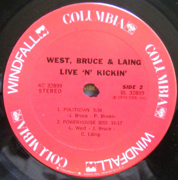 West, Bruce & Laing : Live 'N' Kickin' (LP, Album, Ter)