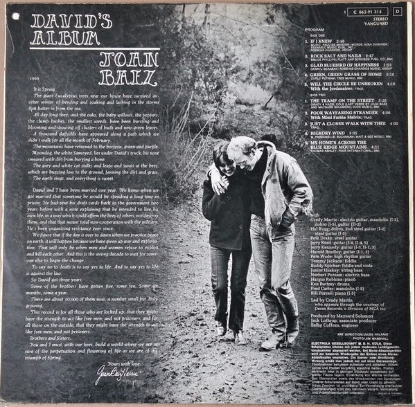 Joan Baez : David's Album (LP, Album)