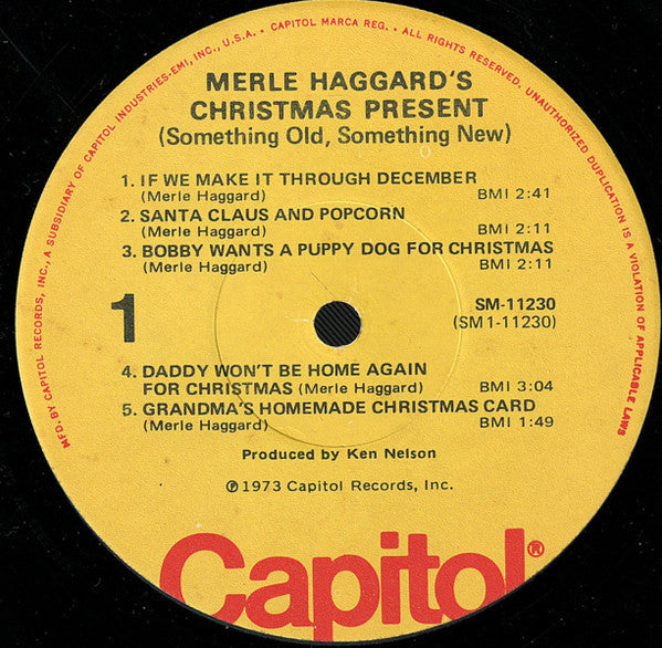 Merle Haggard : Merle Haggard's Christmas Present (LP, Album, RE, Yel)