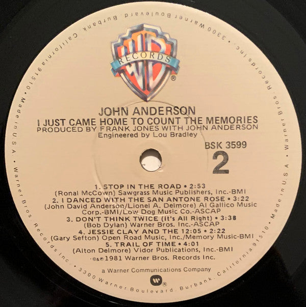 John Anderson (3) : I Just Came Home To Count The Memories (LP, Album, Jac)