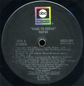 Rufus Featuring Chaka Khan : Rags To Rufus (LP, Album, Bla)