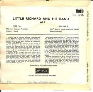 Little Richard And His Band : Little Richard And His Band - Vol. 4 (7", EP)