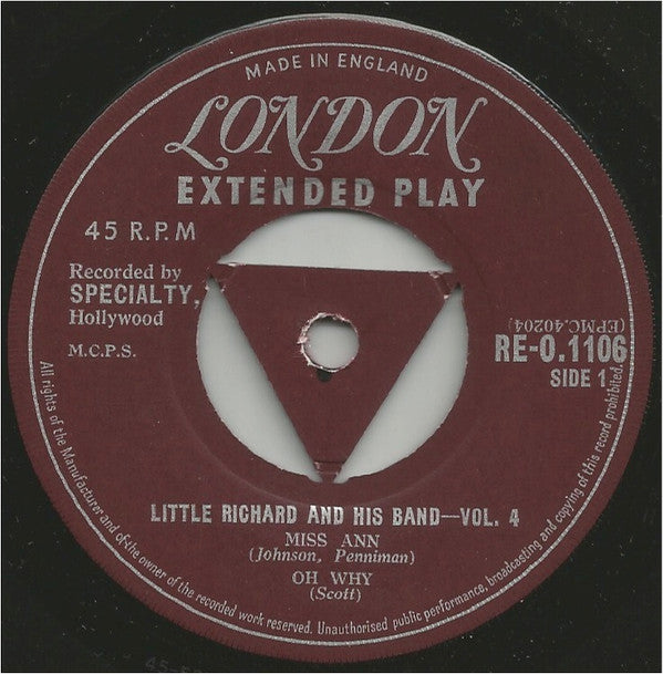 Little Richard And His Band : Little Richard And His Band - Vol. 4 (7", EP)