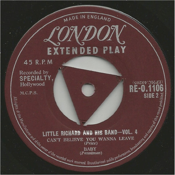 Little Richard And His Band : Little Richard And His Band - Vol. 4 (7", EP)