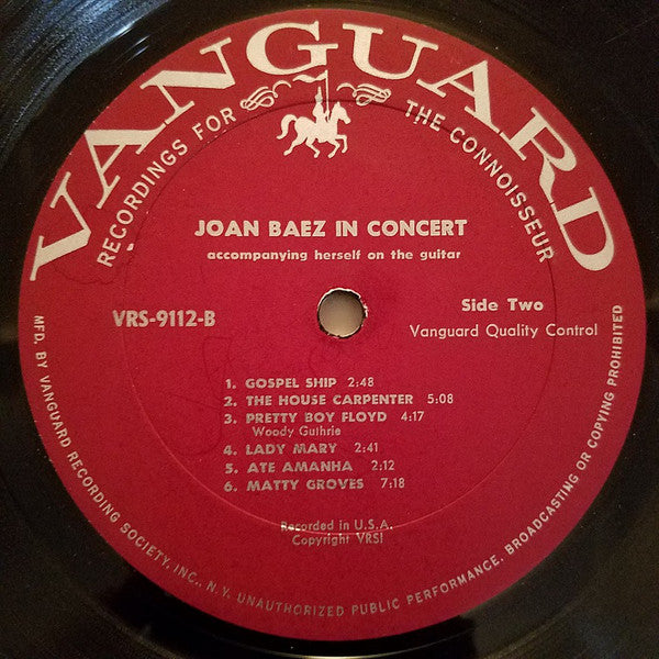 Joan Baez : In Concert (LP, Album, Mono, No )