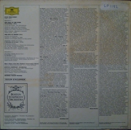 Igor Stravinsky – Men's Chorus Of The New England Conservatory, Boston Symphony Orchestra, Michael Tilson Thomas : The Rite Of Spring / King Of The Stars (LP)