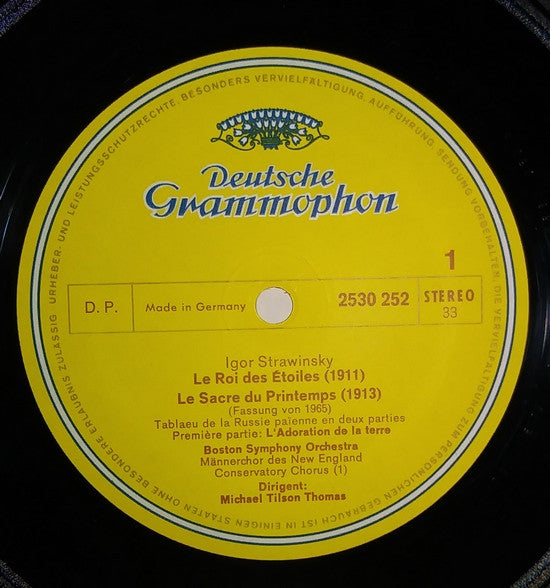 Igor Stravinsky – Men's Chorus Of The New England Conservatory, Boston Symphony Orchestra, Michael Tilson Thomas : The Rite Of Spring / King Of The Stars (LP)