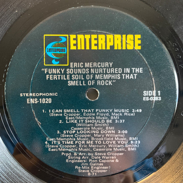 Eric Mercury : Funky Sounds Nurtured In The Fertile Soil Of Memphis That Smell Of Rock (LP, Album, Mon)