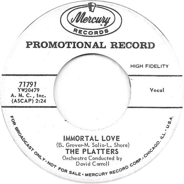 The Platters : Trees / Immortal Love (7", Single, Promo)