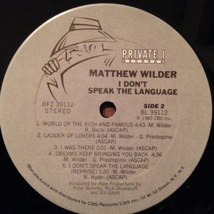 Matthew Wilder : I Don't Speak The Language (LP, Album)