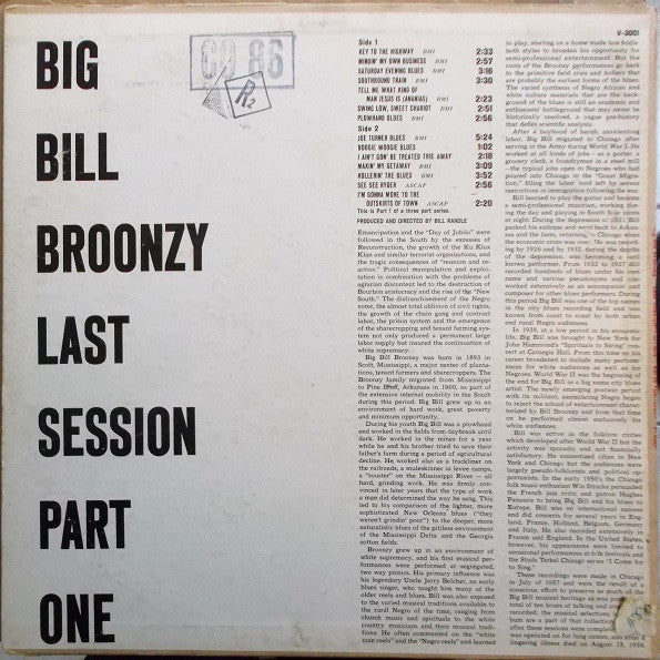 Big Bill Broonzy : Last Session Part 1 (LP, Mono)