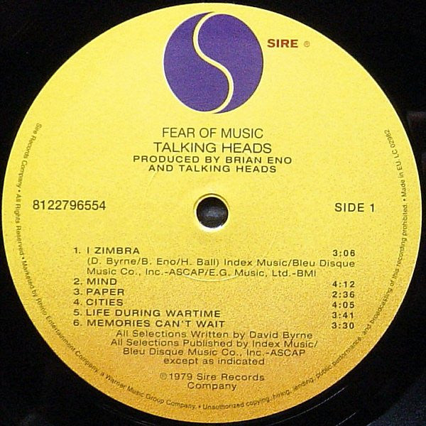 Talking Heads : Fear Of Music (LP, Album, RE, 180)