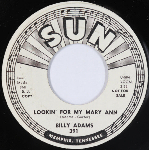 Billy Adams (13) : Trouble In Mind / Lookin' For My Mary Ann (7", Single, Promo)