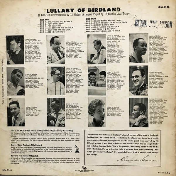 Various : Lullaby Of Birdland (LP, Ind)