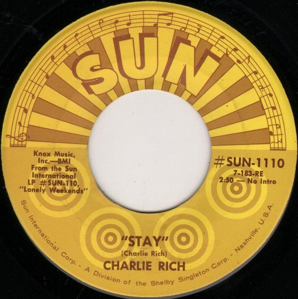 Charlie Rich : Stay / Who Will The Next Fool Be (7")