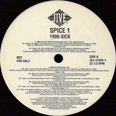 Spice 1 : 1990-Sick (LP, Album, Promo)