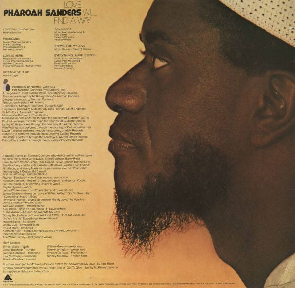 Pharoah Sanders : Love Will Find A Way (LP, Album, San)