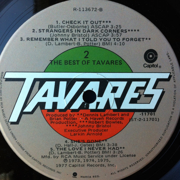 Tavares : The Best Of Tavares (LP, Comp, Club, RCA)