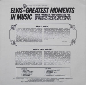 Elvis Presley : Greatest Moments In Music  (LP, Comp, Ind)