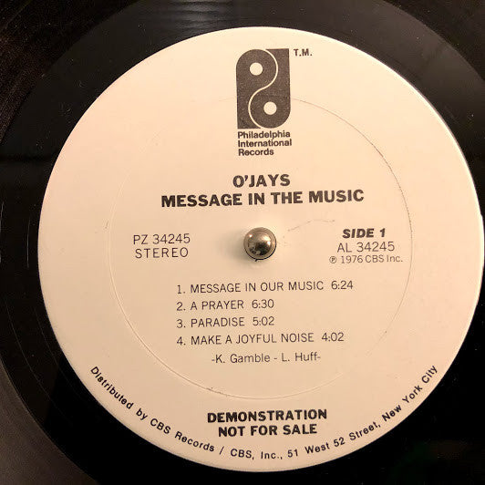 The O'Jays : Message In The Music (LP, Album, Promo)