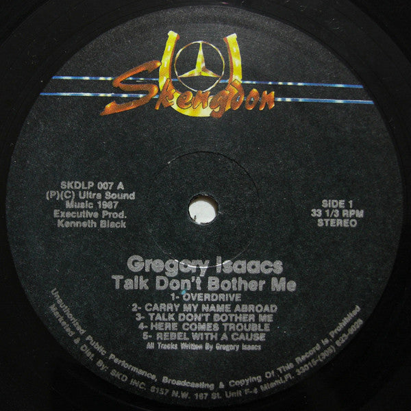 Gregory Isaacs : Talk Don't Bother Me (LP, Album, Gat)