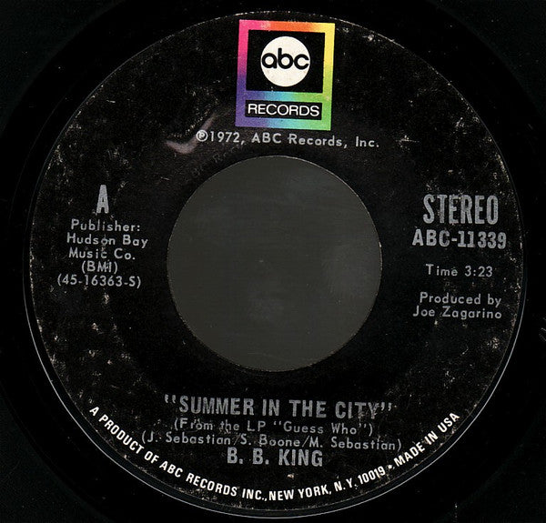 B. B. King* : Summer In The City / Five Long Years (7", Single, Styrene)