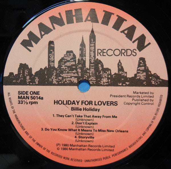 Billie Holiday : Holiday For Lovers (LP, Album, Comp)