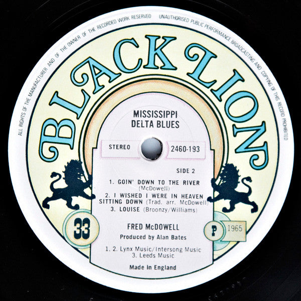 Fred McDowell : Mississippi Delta Blues (LP, Album)
