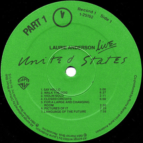 Laurie Anderson : United States Live (5xLP, Album + Box)