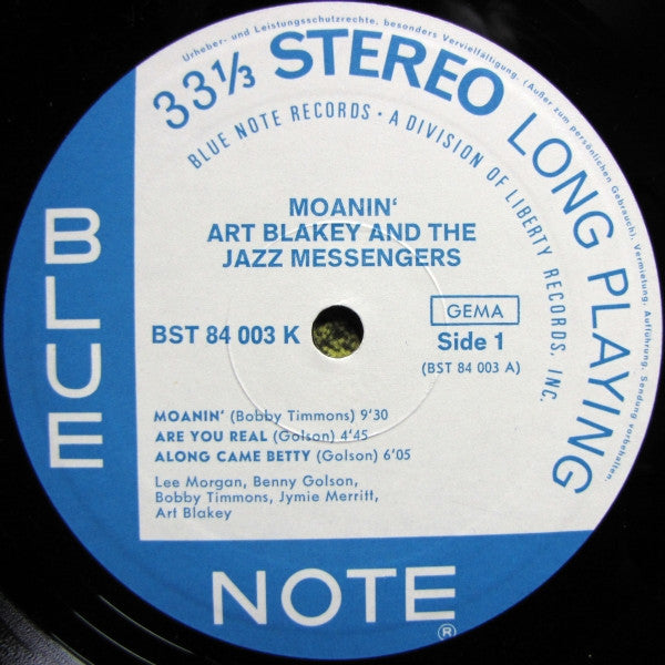 Art Blakey And The Jazz Messengers* : Moanin' (LP, Album, RE)