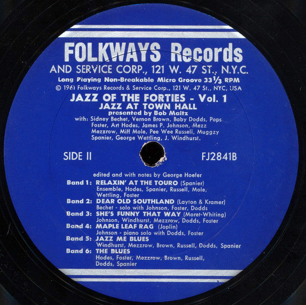 Sidney Bechet, Vernon Brown, Baby Dodds, Pops Foster, Art Hodes, James Price Johnson, Mezz Mezzrow, Miff Mole, Pee Wee Russell, Muggsy Spanier, George Wettling, Johnny WIndhurst : Jazz Of The Forties: Volume One (LP, Album)
