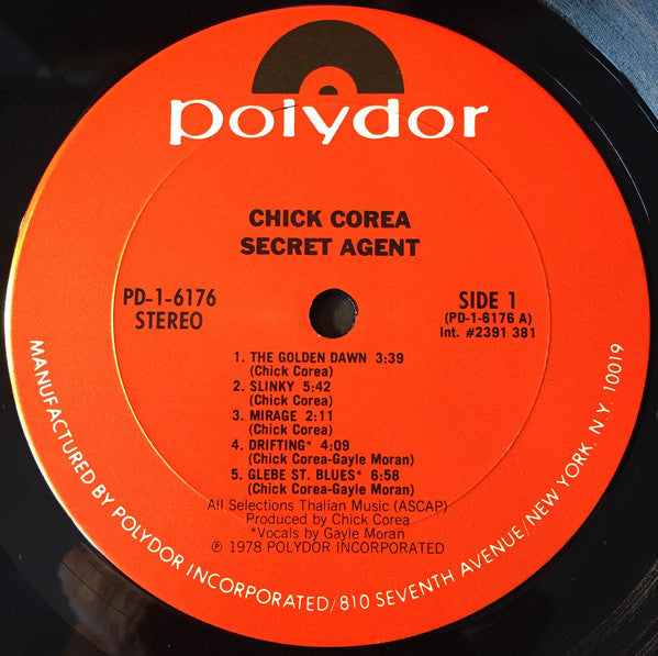 Chick Corea : Secret Agent (LP, Album, CP,)