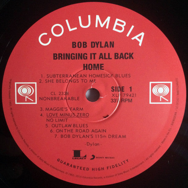 Bob Dylan : Bringing It All Back Home (LP, Album, Mono, RE, 180)