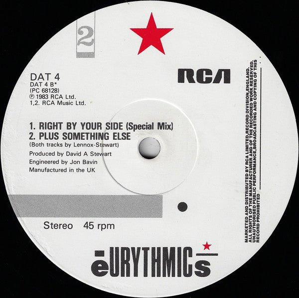 Eurythmics : Right By Your Side (12", Single, EMI)