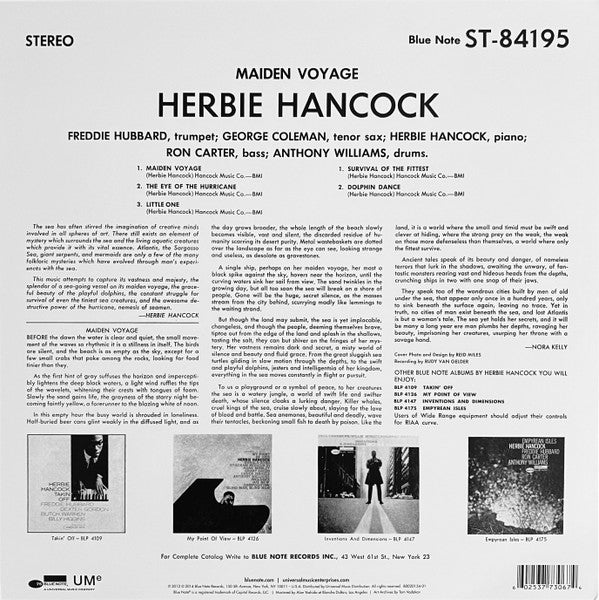 Herbie Hancock : Maiden Voyage (LP, Album, RE, RM)