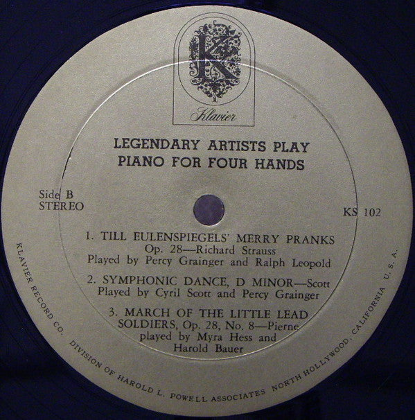 Various : Legendary Artists Play Piano For Four Hands (LP, Comp)