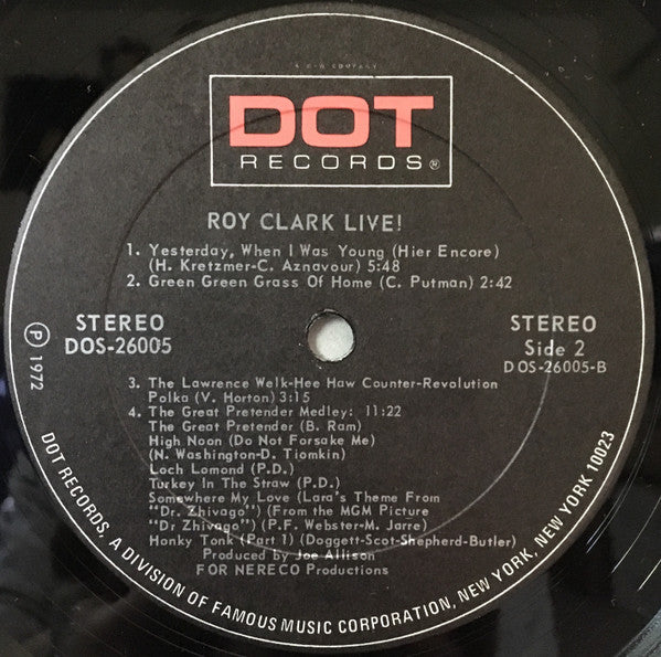 Roy Clark : Roy Clark Live! (LP, Album, PRC)