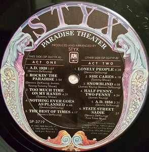 Styx : Paradise Theatre (LP, Album, Etch, Ter)