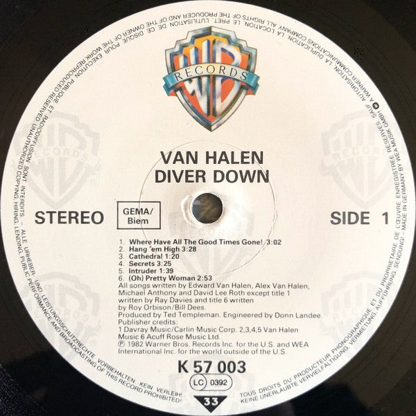 Van Halen : Diver Down (LP, Album, RE)