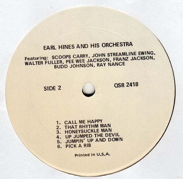 Earl Hines And His Orchestra : 1936, 1938 & 1940 (LP, Comp, Mono, Unofficial, Whi)