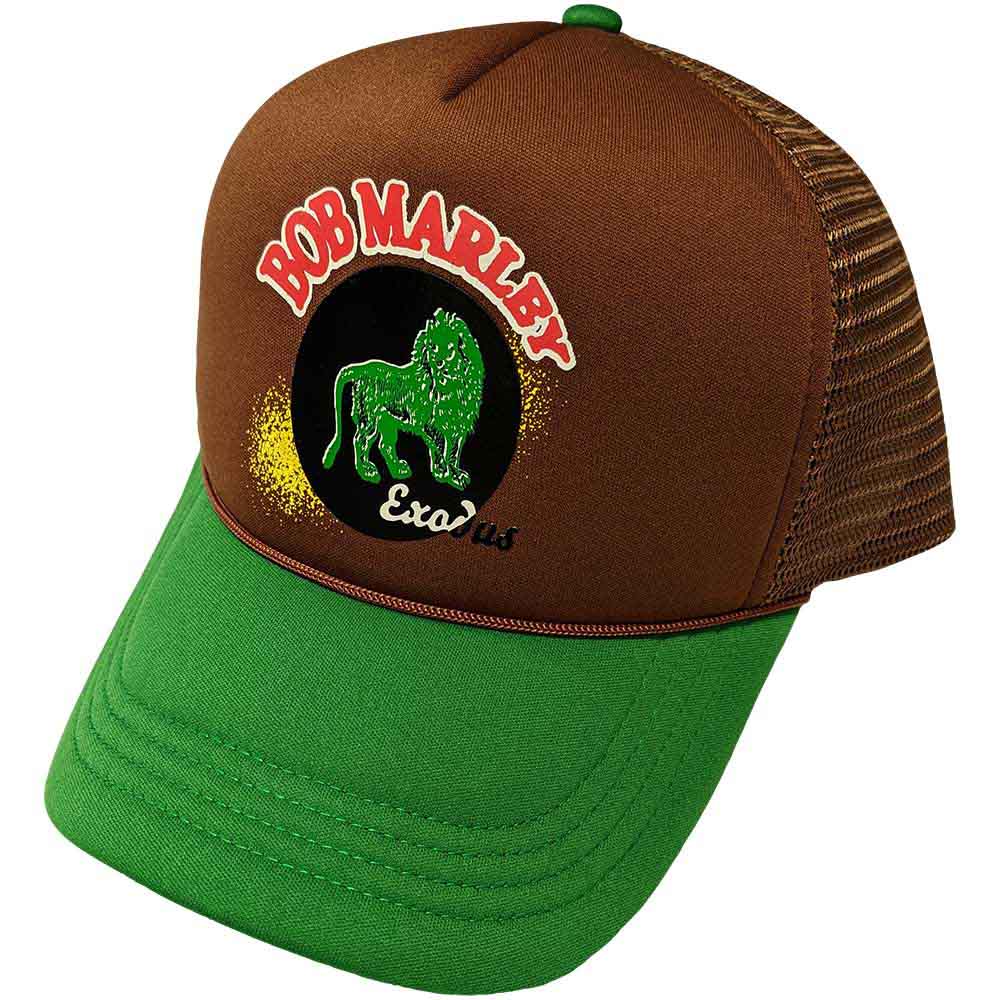 Bob Marley Unisex Mesh Back Cap: Exodus Lion (Brown & Green)